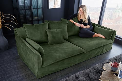 Riess Ambiente Großes 3er Sofa Heaven 200cm dunkelgrün Samt waschbarer Bezug Hussensofa Couch, Ecksofa, Eckcouch, Samtsofa – Bild 3