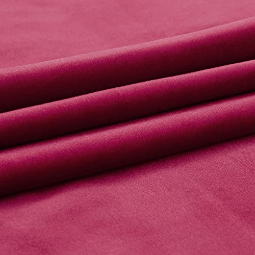 Image of PRIMROSE Red Curtains 84 inch for Living Room Velvet Drapes Blackout Rod Pocket Back Tab Window Treatment Semi Room Darkening Decor Curtains for Bedroom Set of 2 Panels