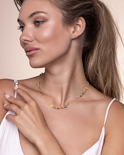 Gold Light Yellow Green Brown Beaded Natural Stone Healing Statement Necklace Choker for Women by SNGIA, Colorful Bead Quartz Trendy Birthstone Jasper Gemstone Bohemian Preppy Retro Bold Handmade Exaggerated Jewelry Gifts, Vintage Unique Cute Baroque Crystal Pearl Opal necklace Summer Beach Fashion Nickle Free Rhinestone Accessories2