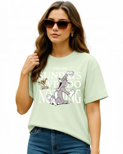 Image of Bewakoof Official Tom & Jerry Merchandise Women's Graphic Print Boyfriend Fit T-Shirt