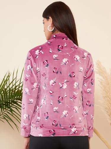 Image of Modeve Floral Printed Stand Collar Lightweight Tailored Jacket