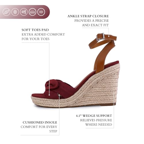 Nautica Women's Espadrille Wedge Sandals – Platform Heel Summer Dress Shoes with Ankle Strap and Bow – Comfortable Open Toe Beach and Casual Footwear2