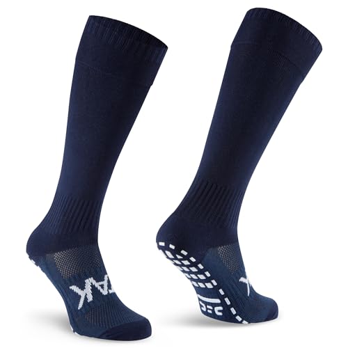 WackySox - ATAK Sports Unisex Grippy Long Knee Length Socks - Sport Socks for Men & Women, Comfortable Men's Athletic Socks, Ideal for Rugby/Hockey/Football/Basketball/Cycling - Navy Blue, 9-12