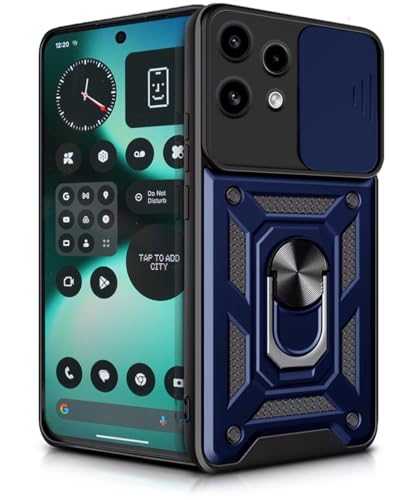 Image of WOW IMAGINE Tough Armor Bumper Mobile Back Case for Nothing Phone 3A Lite | Sliding Camera Cover | Shock Proof 360 Protection | Hybrid PC + TPU | Ring Holder with Kickstand - Blue