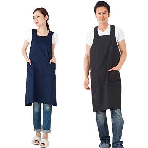 【K1620SET】K1620&KD0096エプロン男女ペアセット【日本製】(女紺・男黒) F