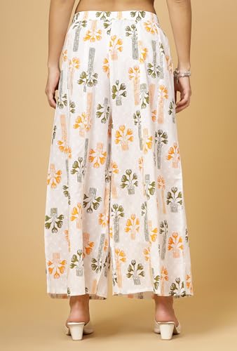 Image of Pistaa's Women's Regular Fit High Rise Pure Cotton Big Flair Printed Regular Palazzo
