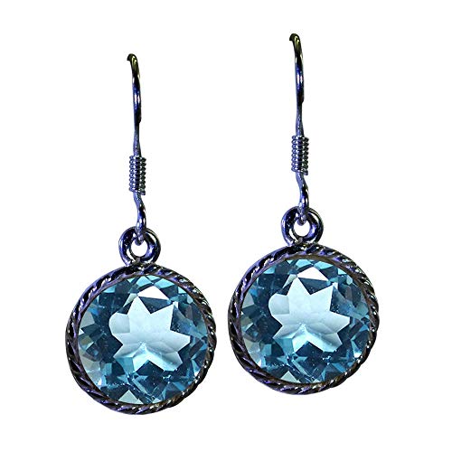 Topaze bleue naturelle et argent 925 : bague ronde unisexe pour adulte et ado