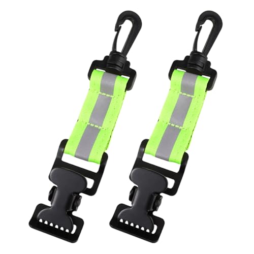 2 Piezas Verde Pinza para Guantes con Mosquetoni, Pinza para Guantes de Bomberos con Banda Reflectante, Clip de Correa de Guante de Bomberos, Bombero Clip de Guante con Metal para Colgar Guantes