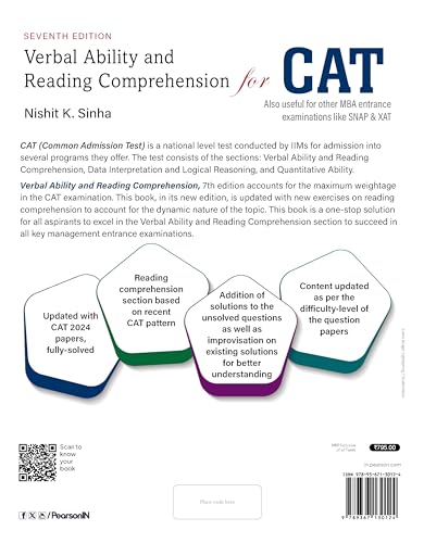 Image of Pearson Verbal Ability and Reading Comprehension for CAT 2025 |Solved 2024 paper | for SNAP & XAT