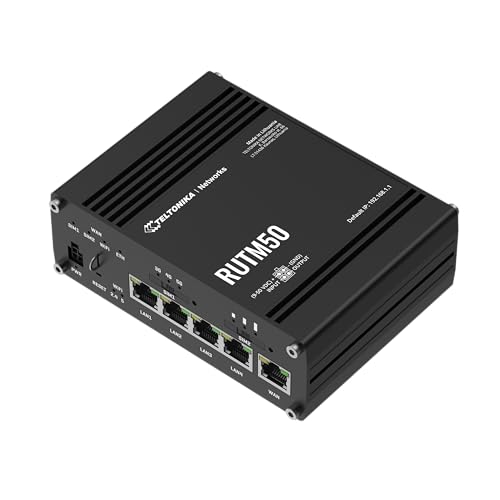 Image of Teltonika RUTM50 5G Industrial Router - Dual SIM Failover, WiFi 5, Gigabit Ethernet, VPN & RMS Support (RUTM50000000)
