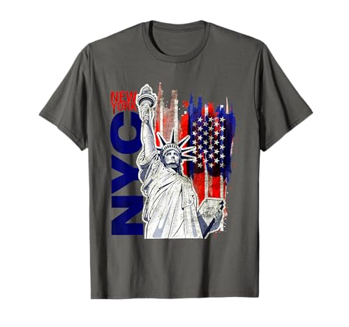 T-Shirt Cool New York City Statue de la Liberté Drapeau USA T-Shirt