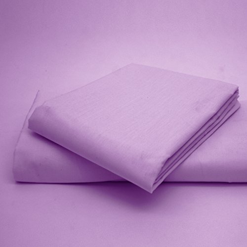 Entretien facile, drap-housse infroissable uni de 25 cm de profondeur et paire de taies d'oreiller assorties., 50 % coton, 50 % polyester, lilas, Pillowcases Pair Cover