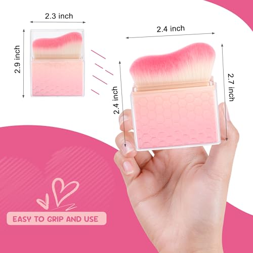 Sunscreen Applicator-Sunblock Brush for Face and Body, Sun Lotion/Cream Self Tanner,Bronzer Self Tan Applicator, Kabuki Brush For Application with Retractable Lid Travel Size (Pink-Red)