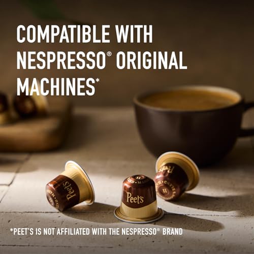 Image of Peet's Coffee, Dark and Medium Roast Espresso Capsules Variety Pack, Compatible with Nespresso Original Machine, 100% Arabica Coffee - Intensity 8-11, 40 Count (4 Boxes of 10 Espresso Capsules)