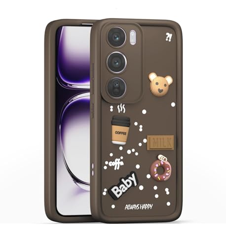 Image of Bintage Ball Bear| Donut| Milk Cake| Baby| Coffee Rubber Case Full Body & Camera Protection Back Cover Compatible for Oppo Reno 12 5G - Brown