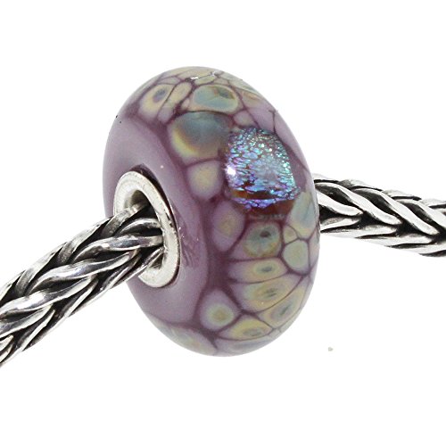 Authentic Trollbeads Glass 62019 Purple Flower Mosaic