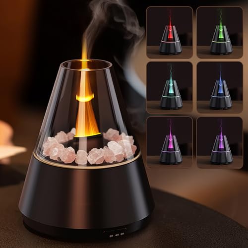 Holwim Essential Oil Diffuser with 7-Color Flame Effect Light, 120 ml humidifier, Aroma Diffuser humidifier for Essential Oils with Timer, Waterless Auto-Off for bedrooms & Offices