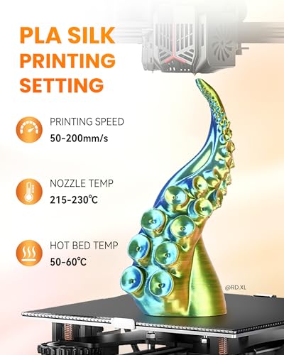 Image of TECBEARS 4-Color Silk PLA Filament 1.75, Silk 3D Printer Filament, Shiny Silk Texture, 4 in 1 Black Red Yellow Gray,1kg Spool