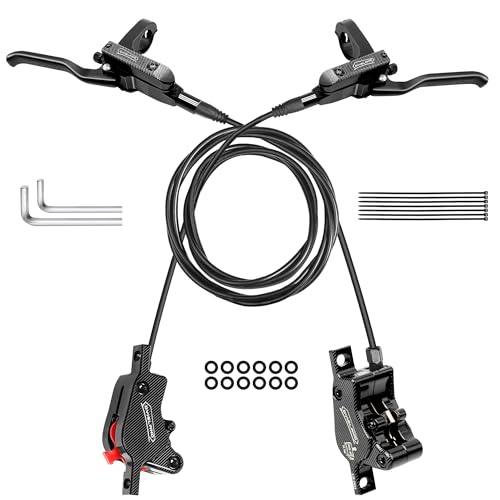 DYISLAND SD-230X Set di Freni a Disco Idraulici MTB, 4 Pistoni/2 Pistoni, Leve Freno a Due Dita Anteriori e Posteriori in Alluminio, Kit Freno per Biciclette. (Nero/2-Pistoni)
