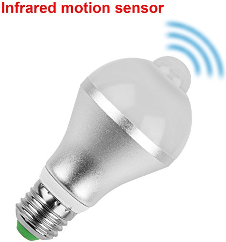 GPCT 5W Infrared Motion Activated E26 LED Warm/Cool Bulb. Auto ON/Off, Outdoor/Indoor Motion Sensor Dusk to Dawn Light Bulb W/Motion Detector for Front Door Garage/Basement/Hallway/Stairs/Patio/Backy