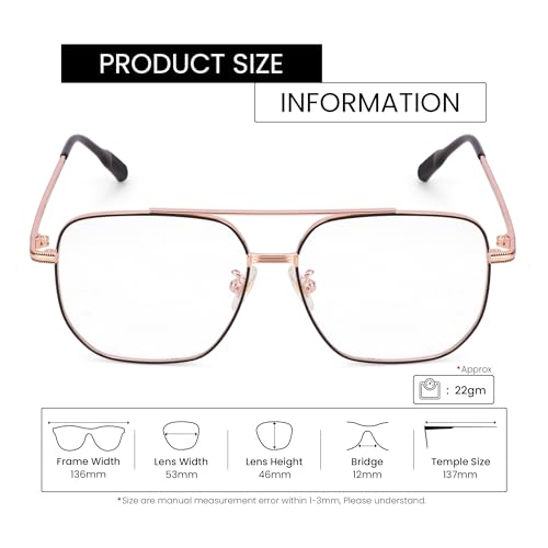 Image of ROYAL SON Square Eyewear for Men Women | Blu Ray Blocking | Computer Glasses | Metal Frame