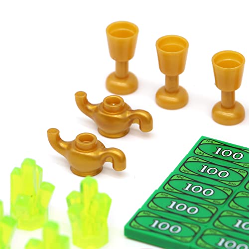 Feleph T133 Treasure Accessories Money Building Blocks Set Jewel Chest, Gems Diamonds, Bullion Gold Tile Silver Bar, Power Crystals, Coins, Goblet, 100 Dollar Bill Cash Toy Brick thumb #6
