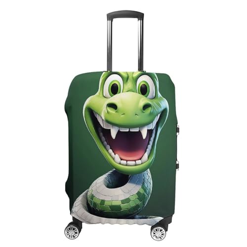 Cartoon Snake Green Luggage Cover, Washable Elastic Suitcase Cover Protector Fit 18-32 Inch Luggage