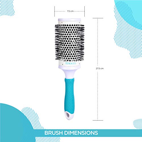 Image of ROOTS Professional Barrel Hair Brush | For Blow Drying & Volumizing | With Ceramic Barrel, Nylon Bristle & RubberGrip Handle | For Women's Wavy & Curly Hair | Length - 10.7 Inch, Model No - PEC58