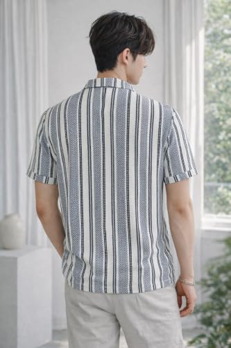 Image of London Hills Men's Loose Fit Half Sleeve Vertical Striped Polo T-Shirt with Zip Collar | Premium Polyester Fabric | T Shirt for Man | Tshirt | Shirts Men | Tshirt for Man | Men T-Shirts