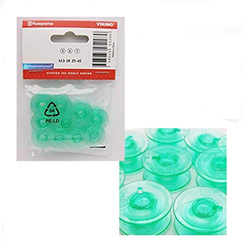 Husqvarna Viking Green bobbins in a pack of 10