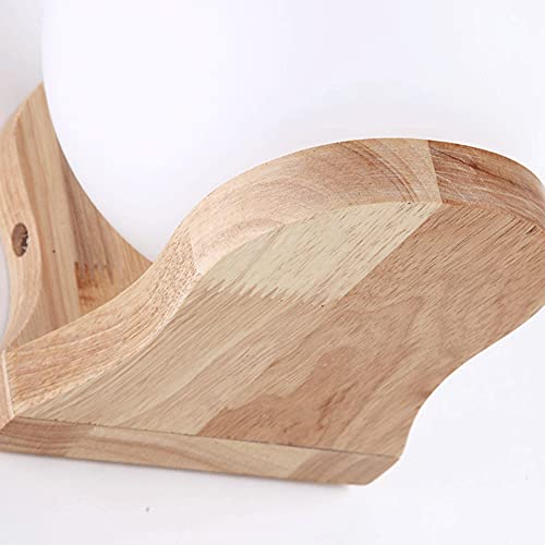 Aplique de pared de globo blanco con soporte de madera y cristal mate E27 6