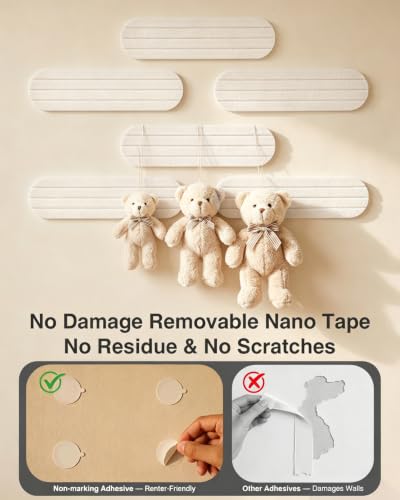 6 Pcs 15.7x3.9 Felt Board, Self-Adhesive and Removable Nano Tap Wall Decor, 0.35" Thick Freely Combinable Felt Bulletin Board for Bedroom Living Room Office Classroom Flower Shop (Beige) — view 4