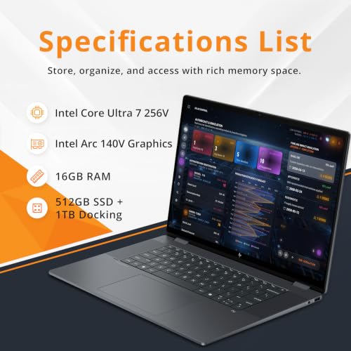 Image of HP OmniBook X Flip 2-in-1 16 inch 2K Touch Copilot+ PC Laptop, Intel Core Ultra 7 256V, 16GB LPDDR5X, 1.5TB Storage (512GB SSD+1TB Docking Station), Intel Arc 140V GPU, Backlit Keyboard, Win 11, Gray