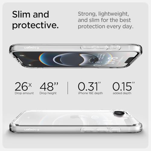 Image of Spigen for iPhone 17e / 16e Case, Ultra Hybrid [No Magnet Ring][Anti-Yellowing] - Crystal Clear