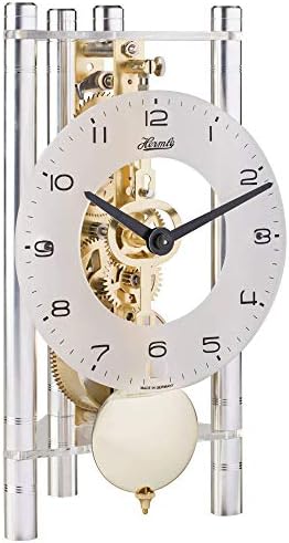 Hermle 23022X40721 Lakin Triangular Table Clock - Silver with Glass Dial & Brass Pendulum