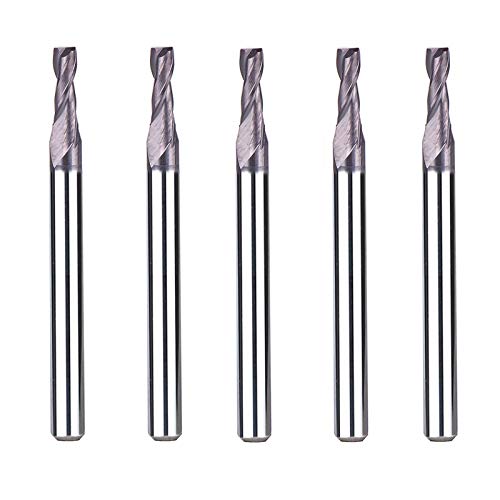 SpeTool 5Pcs Double Flute Carbide End Mill 3/32 Inch Cutting Dia CNC Spiral Router Bits Upcut MillIing Tool