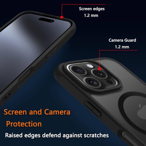 Image of for iPhone 16 pro Case [Compatible with Magsafe]Translucent Matte Phone Cover, [10 FT Military Grade Drop Protection] Slim Durable Shockproof Protective Bumper (Black Magnetic, iPhone 16 Pro)