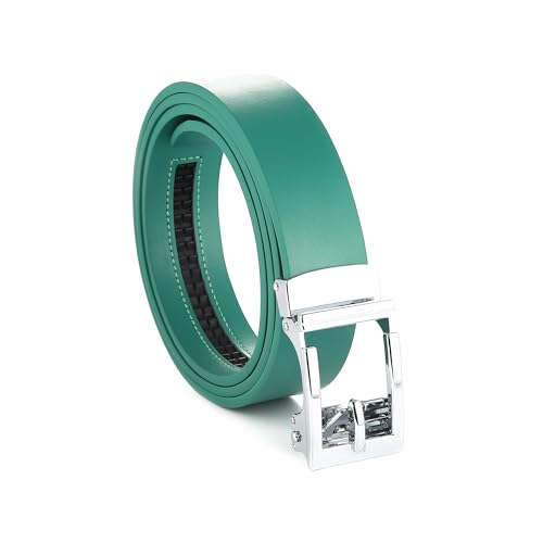 Image of Gelante Genuine Leather Ratchet Dress Belt With Automatic Sliding Buckle - Minimalistic Style-Trim to Fit