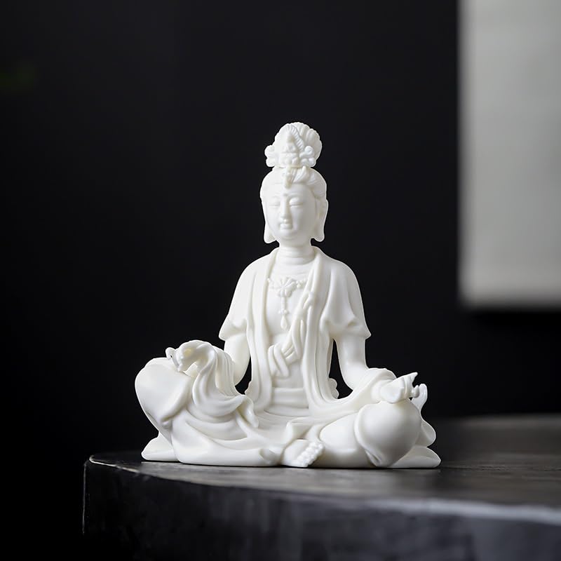 TEESONG Dekoracje na książki Chiński styl ręcznie robiony ceramiczny posąg Buddy ozdoby do kultu domowego Ruyi Guanyin Home Decor Home Decor