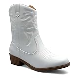 Jazamé Little Kids' Girls Cowboy Boots - Tall Stitched Western Toddler Cowgirl Boots - Stylish and Durable Cowgirl Boots for Girls - girls cowgirl boots - botas vaqueras para niñas, White, 1