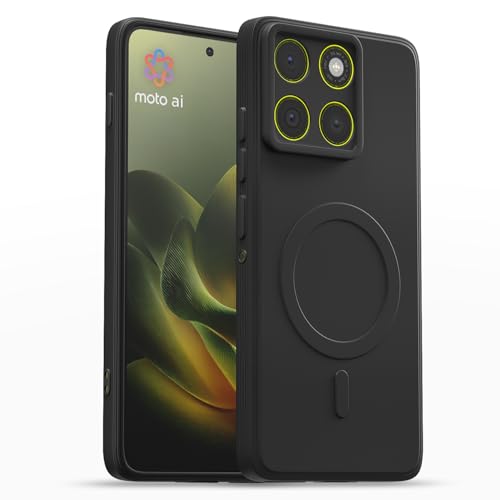 Image of Outlouders Back Cover for Motorola Moto Edge 70 5G Soft Matte Silicone Cover with Slim Fit | Mag-Safe Logo (Not Mag-Safe Compatible) | Shockproof | Camera Protection Bumper Case (Black)