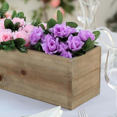 Efavormart 30'X6' Natural Wood Planter Box With Plastic Liner, Diy Rustic Rectangle Wooden Box For Succulents, Long Wedding Table Centerpieces And Farmhouse Party Decor