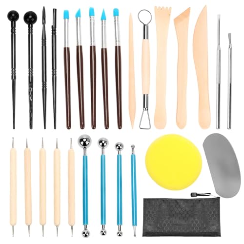 Yooyan Lot de 28 outils d'argile polymère pour pâte à modeler, outils de poterie, outils de sculpture, outils d'argile, outils de poterie et d'argile,...