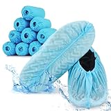 Sfee 100 Pack Shoe Covers-Disposable Hygienic, Non Slip, Durable,Water Resistance, Recyclable,Boot & Shoes Cover for Construction,Offices,Indoor Floor Carpet Protection,One Size Fits All(Blue)
