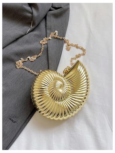 GORGLITTER Women's Seashell Bag Metallic Fancy Evening Bags Party Crossbody Handbag Gold One Size2