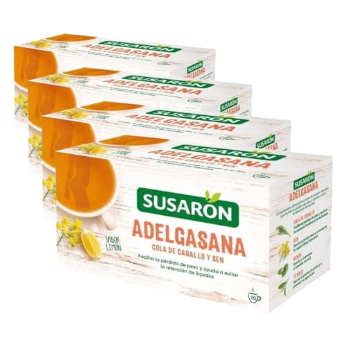Susarón | Infusión Adelgasana Cola de caballo y Sen | Sabor Limón | Caja 20 bolsitas (Paquete de 4)