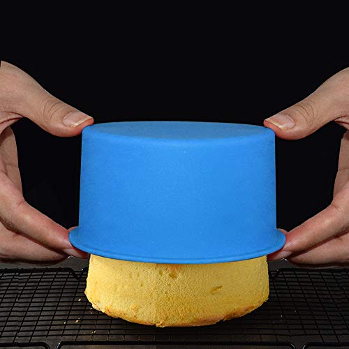 Silicone Mini Cake Molds 4 Inch Round Baking Pan Non-Stick Silicone Baking Mold Bakeware Pan Reusable Cake Pans for Mini Cake Mousse Dessert, Blue, Set of 6