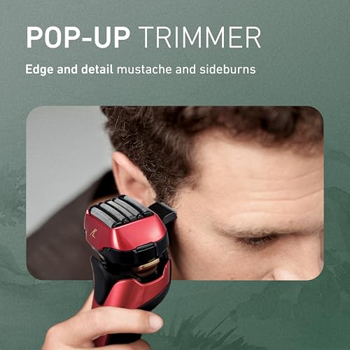 Image of Panasonic ARC5 Electric Razor for Men Face, Wet & Dry Shavers for Men with Foil Shaver, Pop-up Trimmer, Ultra-Fast 5-Blade, Smart Shave Sensor, 16D Flexible Pivoting Head - ES-ALV6HR (Red)