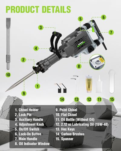 WORKPRO 60J 15A Jack Hammer