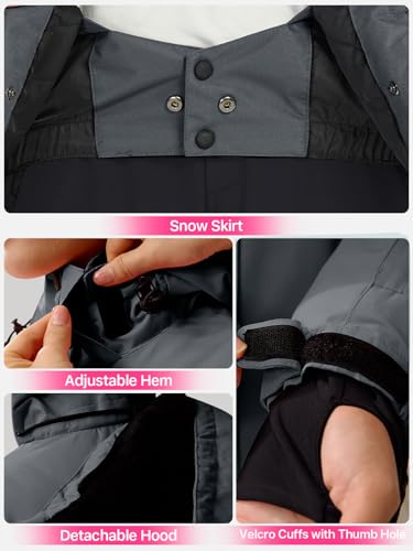 FREE SOLDIER Damen Winterjacke Wasserdicht Atmungsaktiv Warme Fleece Gefütterte Ski Jacke Outdoor Winterregenjacke mit Kapuze und Vollständig Versiegelte Nähte (Grau,S)